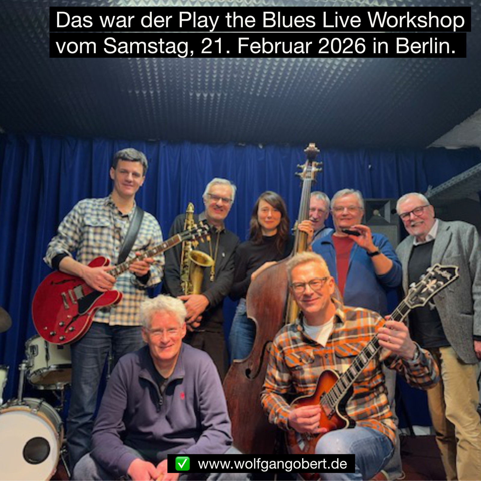 Das war ddie Session des Play the Blues Live Workshop vom Samstag, 21.02.206 in Berlin. Wir hatten eine Mundharmonika, 2 Gitarren, ein Klavier, 2 Saxofone, Kontrabass und Schlagzeug.